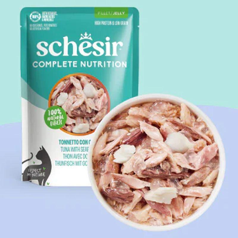 NEW 最短賞味2029.2・シシア 猫 ゼリータイプ パウチ ツナwithシーブリーム85g scc71122成猫用総合栄養食キャットフードSchesir正規品SALE | シシア | 01
