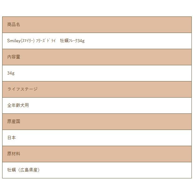 最短賞味2027.5・Smiley (スマイリー) 犬 フリーズドライ 牡蠣フレーク34g全年齢犬用トッピング 国産無添加sm34504 | Smiley（ペット用品） | 04