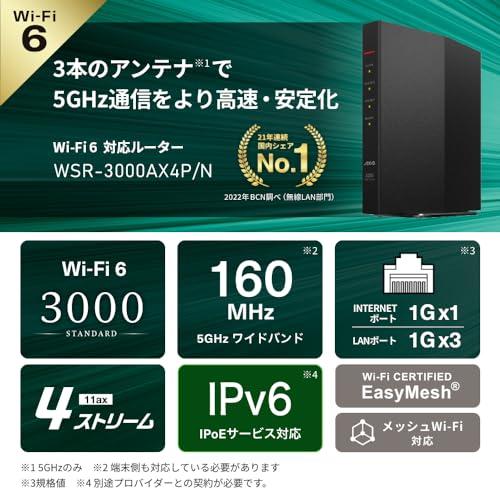 バッファロー WiFi ルーター 無線 LAN Wi-Fi 6 11ax WSR バッファロー WiFi ルーター 無線 LAN Wi-Fi 6 11ax WSR