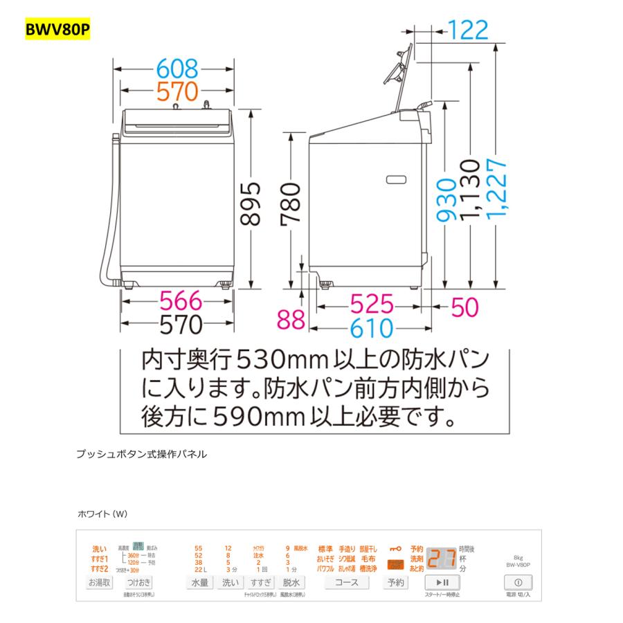 ビートウォッシュ 洗濯機 日立 8kg BWV80PC BW-V80P(C) サテンベージュ