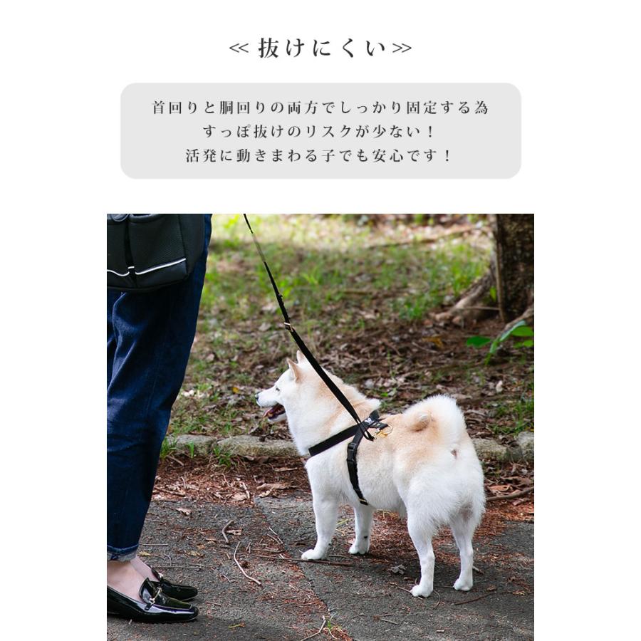 抜けにくい 日本製 犬用 8の字 ハーネス リード セット すっぽ抜けない 着脱簡単 犬具 胴輪 小型犬 中型犬 お散歩 シンプル 上品 抜け防止 犬用品 nacole ナコル |  | 05