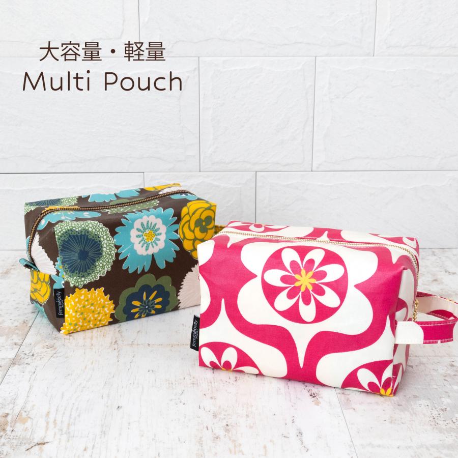 ラミネートポーチ お散歩バッグ 大容量 軽量 撥水 お出かけ ポーチ