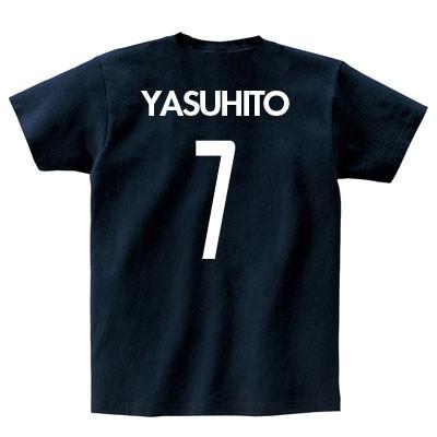 ネイビーのTシャツでガンバ大阪を応援　(085cvt-ganbaa)　　　オリジナルプリント 名前 ネーム 番号 ナンバー 紺 サッカー｜nacops