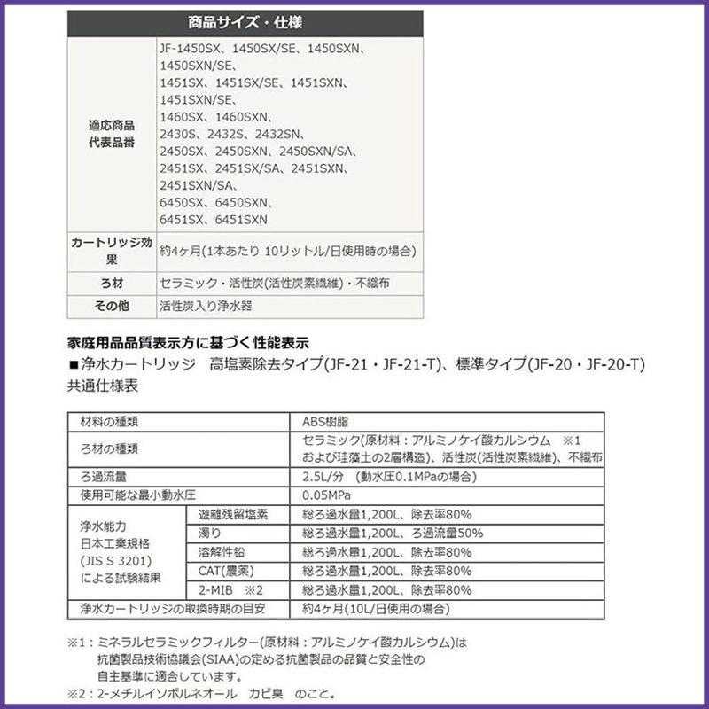 LIXIL INAX リクシル浄水器カートリッジ JF-22 高塩素除去タイプ 15+2物質高除去 オールインワン浄水栓交換用カートリッジ 蛇口 リクシル 1個入り 正規品｜nacyasa222n｜11