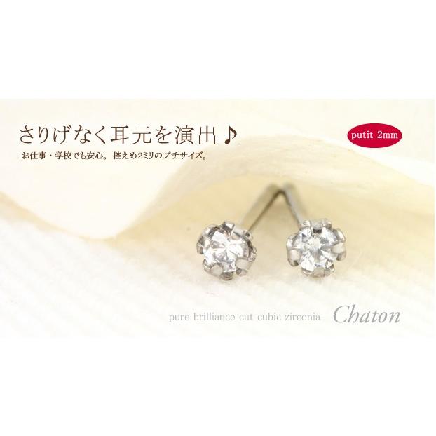 セカンドピアス　純チタンピアス　CZダイアモンド２ミリの画像