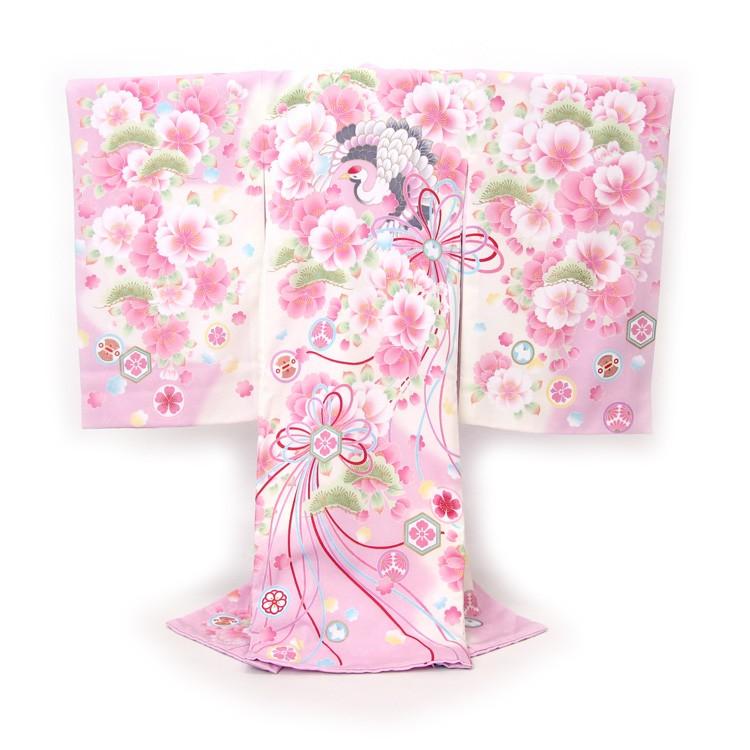 J.L.みんち様 ラボット アイボリー桜満開着物一式 赤被布 リボン付き