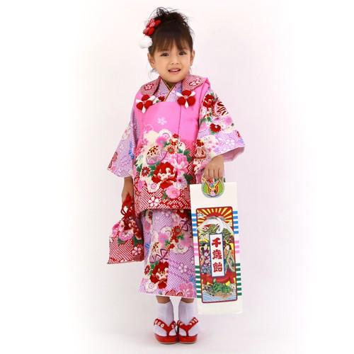 七五三 3歳 着物 レンタル 女の子 正絹被布着物10点セット 薄紫疋田地