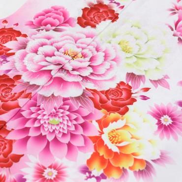 振袖 レンタル セット 20点フルセット「白地に赤ぼかしピンク赤刺繍