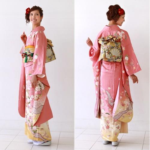 振袖レンタル 成人式20点フルセット 「ピンク 桜 菊 牡丹 鹿の子」成人