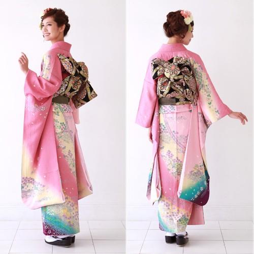 【レンタル】【最大20日間】 振袖 レンタル 成人式20点フルセット  「ピンク 青 紫 花 桜」 着物　結婚式 貸衣装 振袖レンタル 成人式20点フルセット 「ピンク 青 紫 花 桜」成人式から