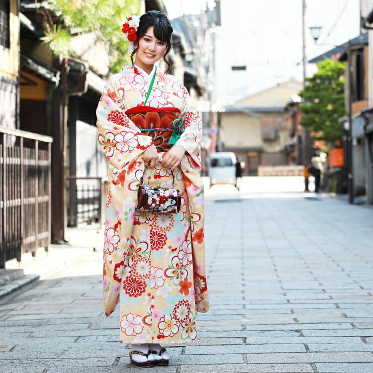 大輪菊と清楚な草花 振袖フルセット 7点　手刺繍　ｍ8 成人式 nadesiko-rental_re-furisode-121