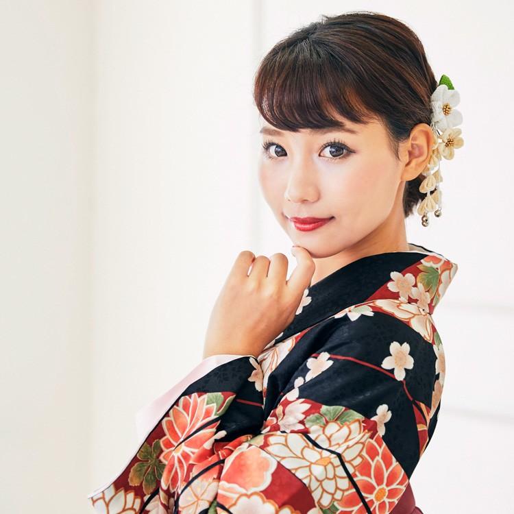 卒業式 袴 レンタル 黒地にえんじ系の矢絣 芍薬 撫子 桜 女 安い 卒業式袴セット2尺袖着物 袴フルセットレンタル 安い Re H Ky0137 なでしこレンタル 通販 Yahoo ショッピング