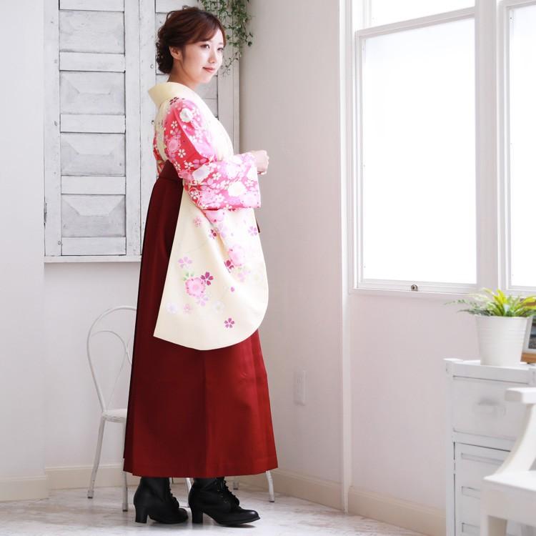 卒業式 袴 レンタル 「クリーム地にピンクぼかし ピンク八重桜と紫の