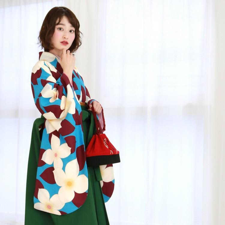 卒業式 袴 レンタル 袴セット 女性 卒業式袴セット 「青地に白い花