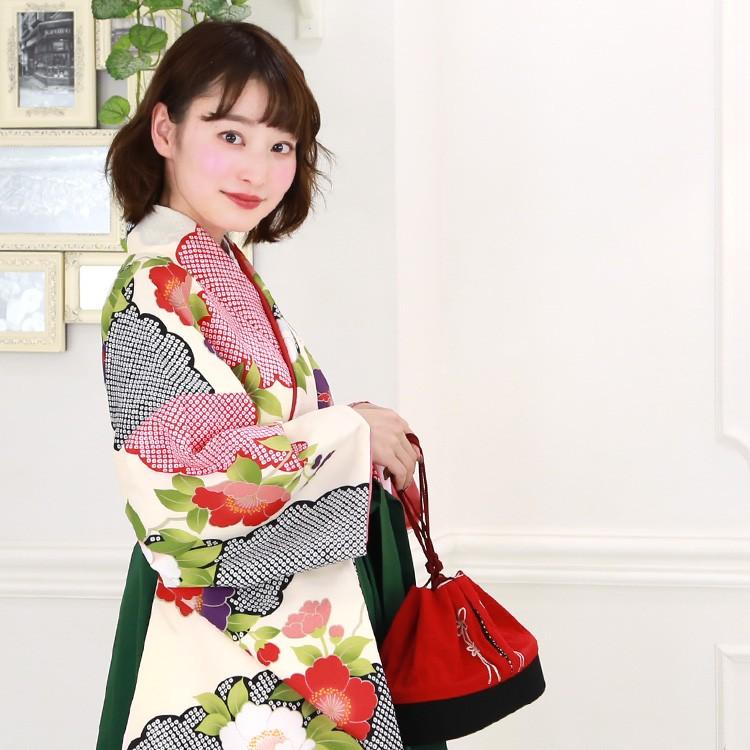 卒業式 袴 大学生 鹿の子柄 レンタル袴&着物 「カラシ 鹿の子桜」&「紫 桜蝶刺しゅう」 | 小振袖