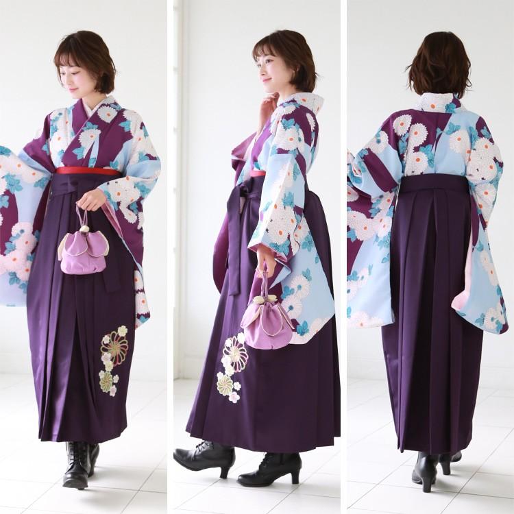 卒業式 袴 レンタル 女 袴セット 女性 卒業式袴セット 「紫・水色の 