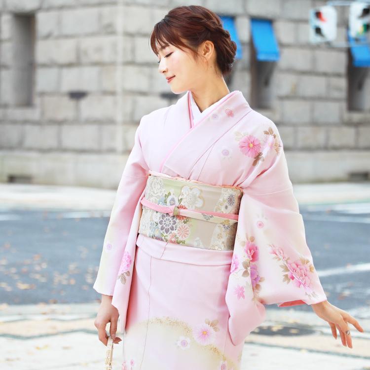 訪問着 19点フルコーディネートレンタルセット「薄ピンク地の白