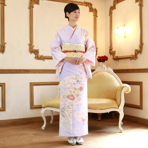 訪問着 レンタル 19点フルコーディネートレンタルセット「薄紫地に金