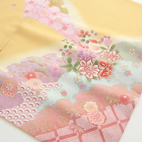 訪問着 19点フルコーディネートレンタルセット「黄色地に花柄と雪輪