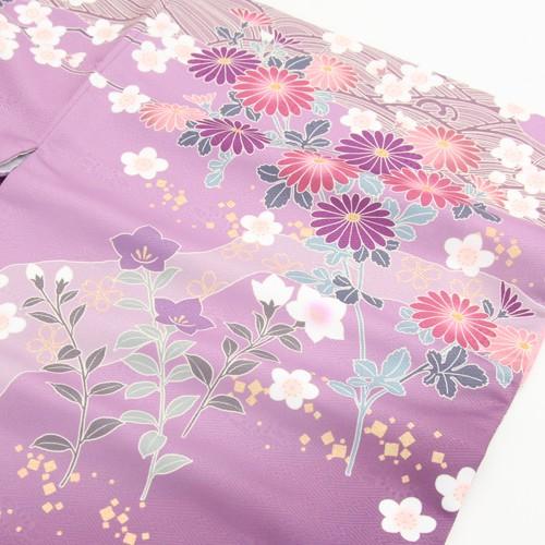 訪問着 レンタル 19点フルコーディネートレンタルセット「紫地に菊 桜 桔梗」結婚式 入学式 七五三 訪問着 19点フルコーディネートレンタルセット「紫地に菊 桜 桔梗