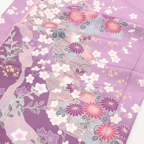 訪問着 19点フルコーディネートレンタルセット 紫地に菊 桜 桔梗 結婚式 入学式 七五三 Re Ho 052 なでしこレンタル 通販 Yahoo ショッピング