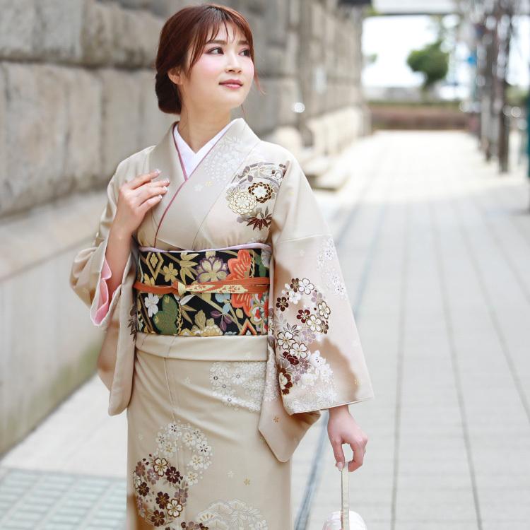 NO448 売約済み 七五三 ベージュ正絹訪問着 訪問着レンタル｜訪問着