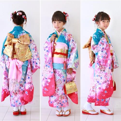七五三 7歳 着物 レンタル 女の子 四つ身着物23点フルセットレンタル