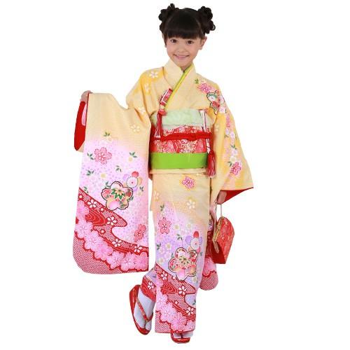 七五三 7歳 着物 レンタル 女の子 四つ身絞り柄着物23点フルセット