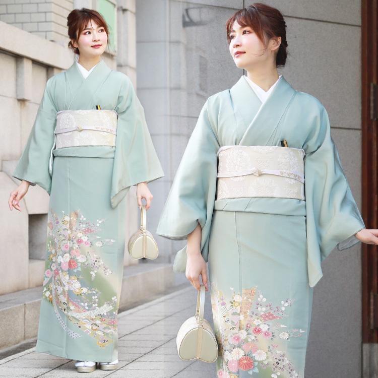 色留袖 レンタル 結婚式 19点フルコーディネートセット 薄緑 : 和