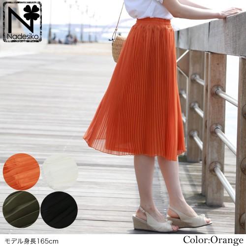 PLATIS PLATIS プリーツスカート オレンジ PLATIS PLATIS プリーツスカート オレンジ PLATIS PLATIS