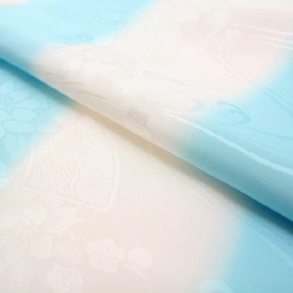 正絹未使用長襦袢反物水色に縁起良い梅柄白ぼかしピンク黄色の蛍ぼかし