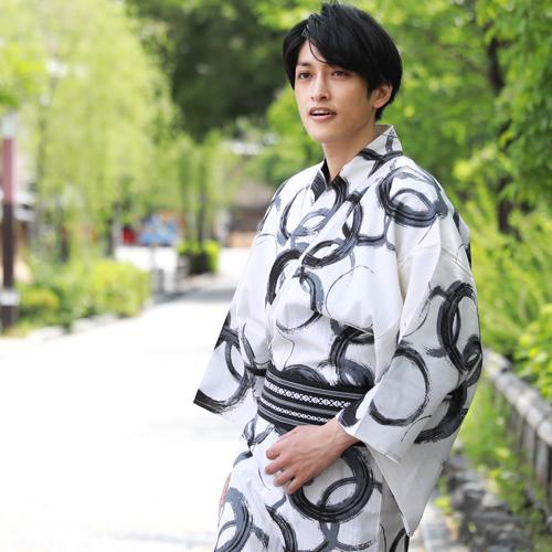 浴衣 メンズ セット 男物高級綿浴衣3点セット 白地に筆丸 父の日ギフト 財布 男性 男 レトロ 大人 高級綿浴衣 角帯 下駄 M L Ll 113 Mens 033 なでしこ 通販 Yahoo ショッピング