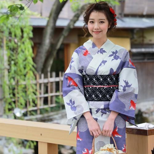 浴衣 セット レトロ ジュニアサイズ 変わり織り綿浴衣3点セット「薄紫