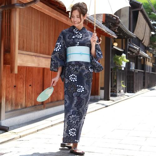 浴衣 レディース セット レトロ 変わり織り浴衣３点セット 紺地に絞り花模様 浴衣 紺 絞り 古典柄 浴衣帯 水色 消臭効果 デオサニー 40 なでしこ 通販 Yahoo ショッピング