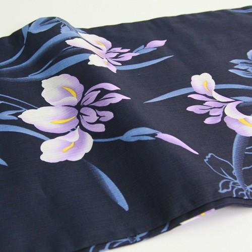 浴衣 単品 レトロ 高級変わり織り綿浴衣単品「紺地に紫・紺の菖蒲」浴衣 紺 菖蒲 レディース 古典柄 大人 モダン しっとり 2021 浴衣 レディース セット レトロ 高級変わり織り綿浴衣3点セット「紺地