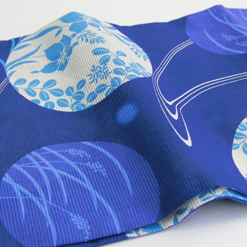 浴衣 レディース セット レトロ 高級綿絽浴衣3点セット「青地に流水と花水玉」 20代 30代 40代 50代 