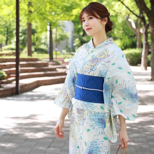 浴衣 レディース セット レトロ 高級綿絽浴衣3点セット「オフホワイト