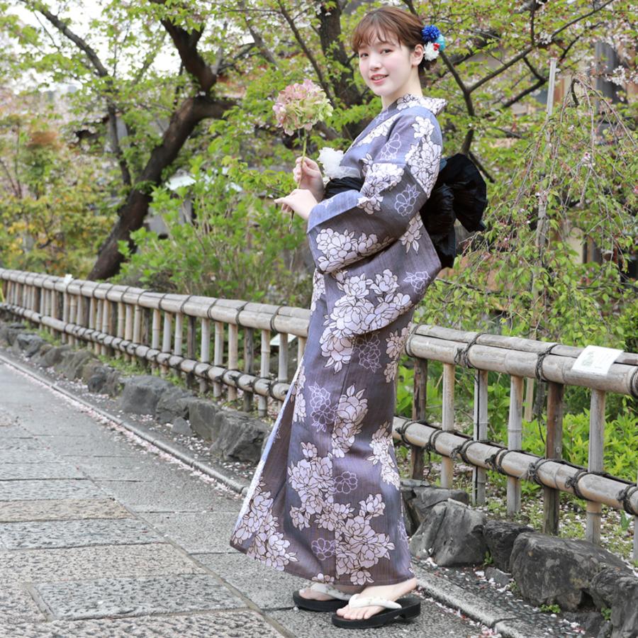 浴衣 セット レディース レトロ 高級変わり織り浴衣3点セット「紺地の