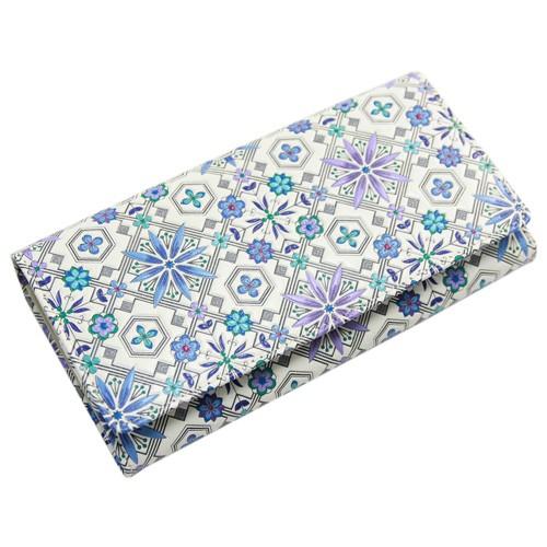 ☆新品未使用☆浅草文庫☆長財布☆ 浅草文庫 長財布 レディース 本革長財布 花菱・ブルー 文庫革 母の日
