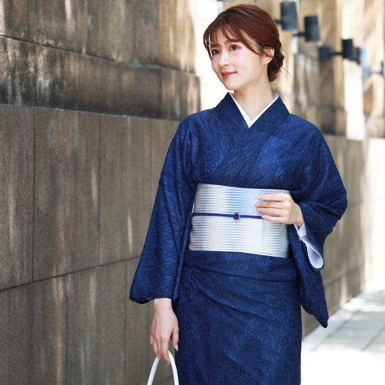 レース着物 紺の花柄 単品 レース 生地 着物 袷 お仕立て上がり 普段着 カジュアル おしゃれ 夏 女性 大人 上品 モダン 紺色 ネイビー 花柄 フラワー 40 9422 Navy なでしこ 通販 Yahoo ショッピング