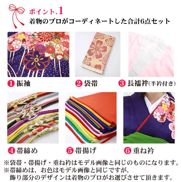 絵羽柄 振袖6点セット 販売 購入「紫地に流水と菊・梅」振袖 セット