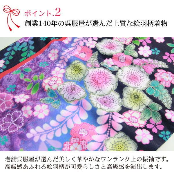絵羽柄 振袖6点セット 販売 購入「青紫地に桜と藤」振袖 セット 絵羽柄 振袖6点セット 販売 購入「青紫地に桜と藤」振袖 セット