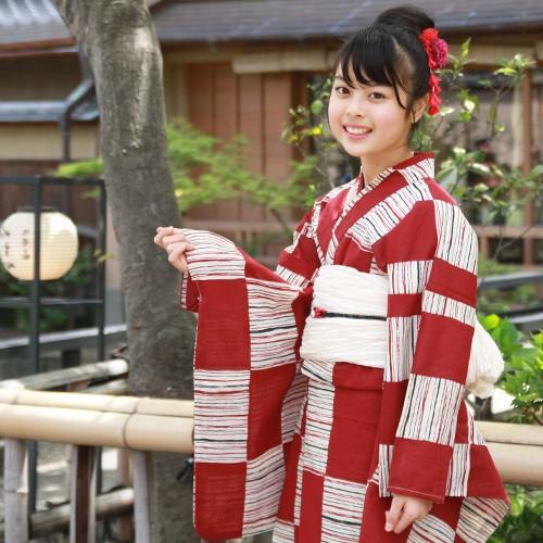 浴衣 セット ジュニア レディース 綿麻浴衣3点セット 「生成り 浴衣 セット ジュニア レディース 綿麻浴衣3点セット 「生成り