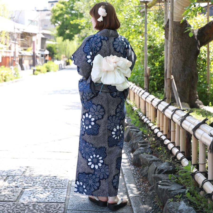浴衣 レディース セット 変わり織り綿麻浴衣3点セット「絞り柄の