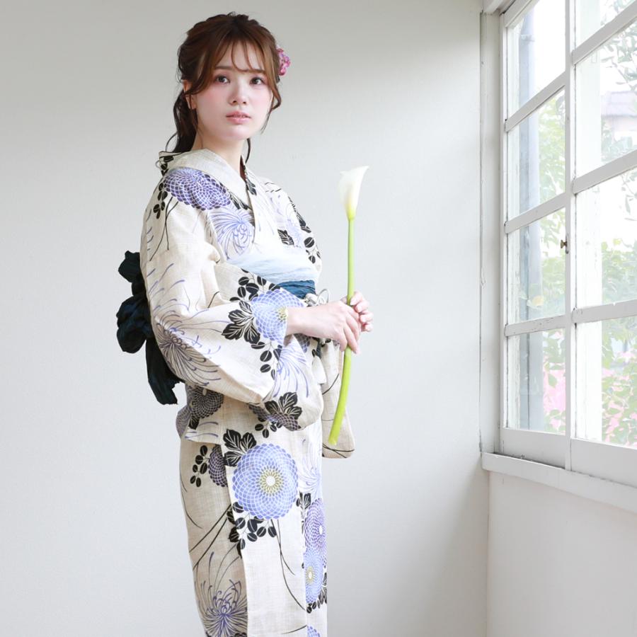浴衣 レディース セット レトロ 高級変わり織り綿麻浴衣3点セット