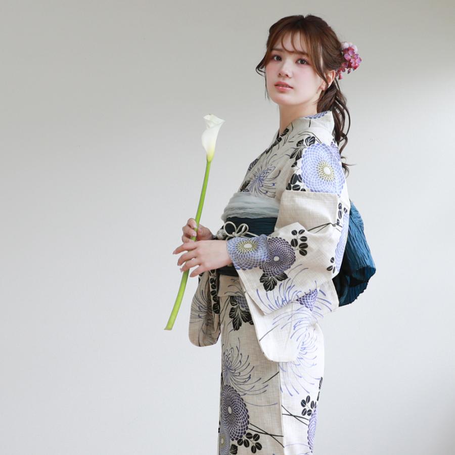 浴衣 レディース セット レトロ 高級変わり織り綿麻浴衣3点セット