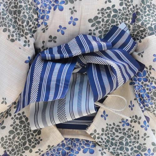 浴衣 セット レディース レトロ 変わり織り綿麻浴衣3点セット「生成り