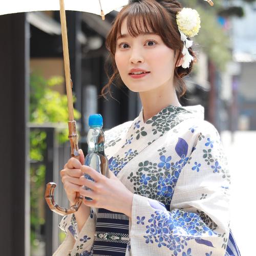浴衣 セット レディース レトロ 変わり織り綿麻浴衣3点セット「生成り