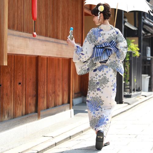 浴衣 セット レディース レトロ 変わり織り綿麻浴衣3点セット「生成り