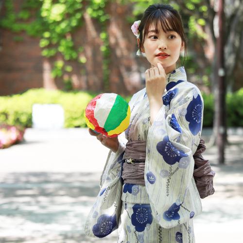 浴衣 レディース セット レトロ 高級変わり織り綿麻浴衣3点セット
